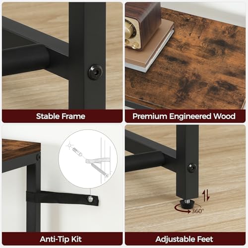 Guitar Stand for Acoustic Holder, Electric Guitar, Bass, Ukulele, Multiple Guitar Rack Holder, Floor Adjustable for Guitars, Guitar Amp Accessories, for Home Music Studio, Rustic Brown GSHR6701