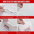 AMVOG Pantry Moth Glue Trap, Non-Toxic and Harmless, Easily Ensures Food Safety – Suitable for Home, Business, and Agricultural Settings, 32 Traps