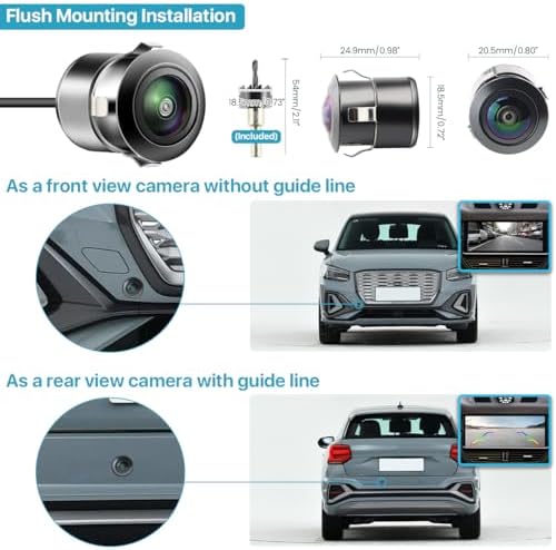AHD 1080P Backup Camera Only Compatible with Stereo Head Units/Monitors That Support AHD 1080P 25HZ/PAL Video Signal, Flush Mount Reverse Rear Front Side View Camera for Cars Pickup SUVs TTXSCAM-E01