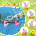 Mini Ducks 300 Pack Tiny Duck Figurines Bulk for Miniature Dollhouse Decor Accessories Garden Aquarium Potted Ornament Party Toys DIY Charms Office Classroom Activity to Hide