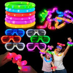Glow Sticks & Glasses 12 PCS,Glow in the Dark Party Favor Supplies for Kids,Easter LED Light Up Bracelets Necklaces & Neon Glasses for Toddlers,Glow Accessories Decoration for Camping Wedding Birthday