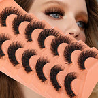 JIMIRE Mink Lashes Natural Fluffy False Eyelashes Volume Wispy 15MM Thick Fake Lashes Look Like Eyelash Extensions Pestañas 7 Pairs Pack