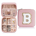 Parima Teen Girl Gifts Trendy Stuff - Travel Jewelry Boxes for Girls, Necklace Earring Organizer for Girls, 4-16 Year Old Birthday Gifts for Teen Girls, Christmas Gifts for Girls 2024 - Letter B, Pink
