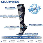 CHARMKING Compression Socks for Women & Men (8 Pairs) 15-20 mmHg Graduated Copper Support Socks are Best for Pregnant, Nurses - Boost Performance, Circulation, Knee High & Wide Calf (S/M, Multi 18)