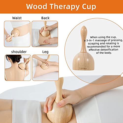 AiRelax 4 Pcs Maderoterapia Kit Wood Therapy Massage Tools for Body Shaping, Wooden Lymphatic Drainage Massager for Gua Sha, Massage Roller, Body Sculpting Tools Set for Body Contouring