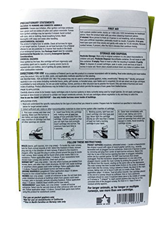The Giant Destroyer (GAS KILLER) (12/4PK TOTAL) 48 kills Moles, Gophers, Woodchucks, Norway Rats, Skunks, Ground Squirrels in their Holes, Tunnels, Burrows. NO dealing w/ dead pest, better than traps