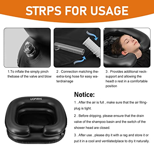 UOPIRHJ Portable Inflatable Hair Washing Basin for Bedridden - Wash Hair in Bed with Inflatable Shampoo Bowl.Hair Washing Basin for Elderly,Disabled,Injured,Ideal Inflatable Sink for Locs Detox