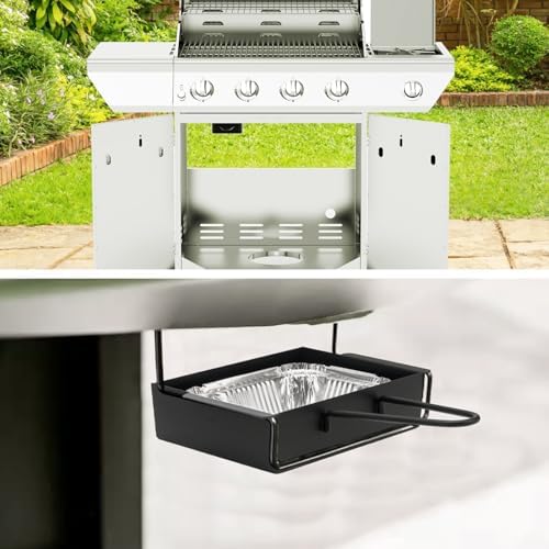 Grill Drip Pan for Nexgrill Replacement 720-0888N, Grease Pan/Box for Nexgrill 4 Burner 720-0830H Gas Grill,Grease Catcher for Cuisinart CGG-8500 with5pack Aluminum Foil Liner