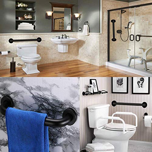 2 Pack 24 Inch Black Shower Grab Bars, ZUEXT Stainless Steel Bathroom Wall Grab Bar Handle, Shower Balance Bar, Safety Hand Rail Support,Handicap Elderly Senior Assist Bath Grab Handle(1.25" Diameter)