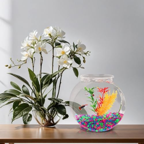 Koller Products 1-Gallon Fish Bowl, Shatterproof Plastic with Crystal Clear Clarity