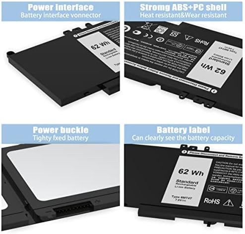 E5470 battery E5570 battery 6MT4T Battery Compatible with Dell Latitude 14 5470 E5470 15 5570 E5570 Precision 15 3510 M3510 Series Notebook Replacement for 7V69Y TXF9M 79VRK HK6DV 07V69Y [7.6V/62Wh]