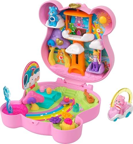 Polly Pocket x Care Bears Dolls & Playset with Toy Car and Themed Accessories, Travel Toy, Partnership Compact
