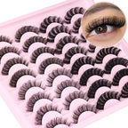 Russian Strip Lashes D Curl False Eyelashes Wispy 4 Styles Fake Eyelashes Natural Russian Eyelashes Fluffy Mink Lashes that Look Like Extensions 16 Pairs ALICROWN