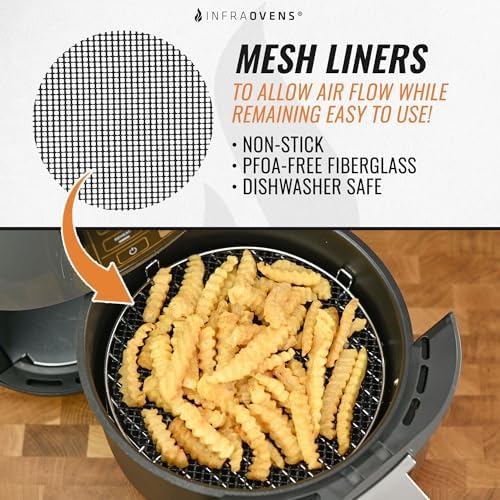 INFRAOVENS Air Fryer Liners Round Reusable Replacement for Parchment Paper, Large Airfryer Accessories For Ninja Pressure Cooker Foodi 5 qt 6.5 qt 8 qt, Secura Ultrean Basket Cover Sheets for Cooking