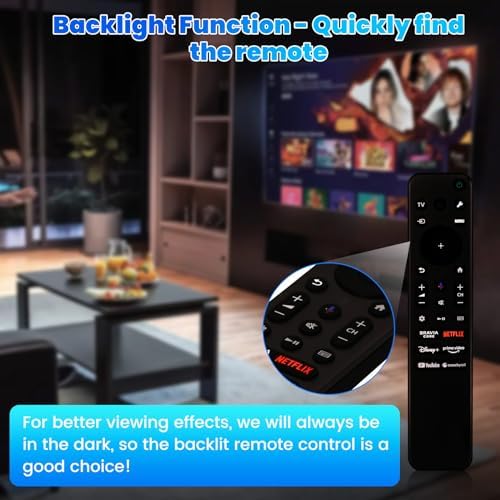 RMF-TX910U Backlit TV Remote for Sony TV/Sony Bravia TV Voice Remote, RMF-TX910U Replacement Remote for Sony BRAVIA XR/KD/XR Series X77L A95L X95L X93L A80L X90L A75L etc, 1 Year Full Warranty, 1Pack