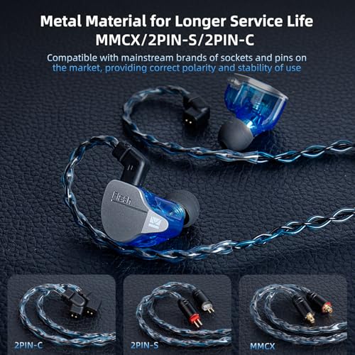 2M Long Recessed 2Pin IEM Cable, in Ear Monitor Replacement Earphone Cable, KBEAR ST12 Plus 8 Core 4N OFC Silver-plated HiFi Headphone Wire for KZ ZS10 PRO/ZSN PRO X/CCA CRA Earbuds (Dark, QDC 3.5MM)