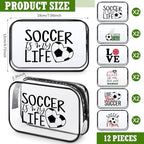 Abbylike 12 Pcs 7 x 4.7 x 2.4'' Soccer Theme Cosmetic Bag Soccer Gifts Accessories for Makeup Clear PVC Soccer Case Toiletry Zipper Pouch for Women Travel Vacation