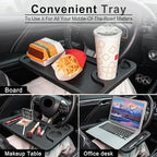 JUSTTOP Car Steering Wheel Desk for Laptop,Multipurpose Travel Car Accessories, Car Seat Stand Trays for Eating, Steering Wheel Under Table Console(Black)