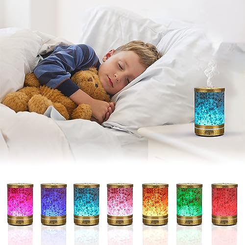 Essential Oil Diffuser, Aromatherapy Diffuser Himalayan Pink Salt Crystal, Diffusers for Essential Oils with 7 Color Lights 2 Mist Mode, Reduce Noise Design for Baby Room 120ml