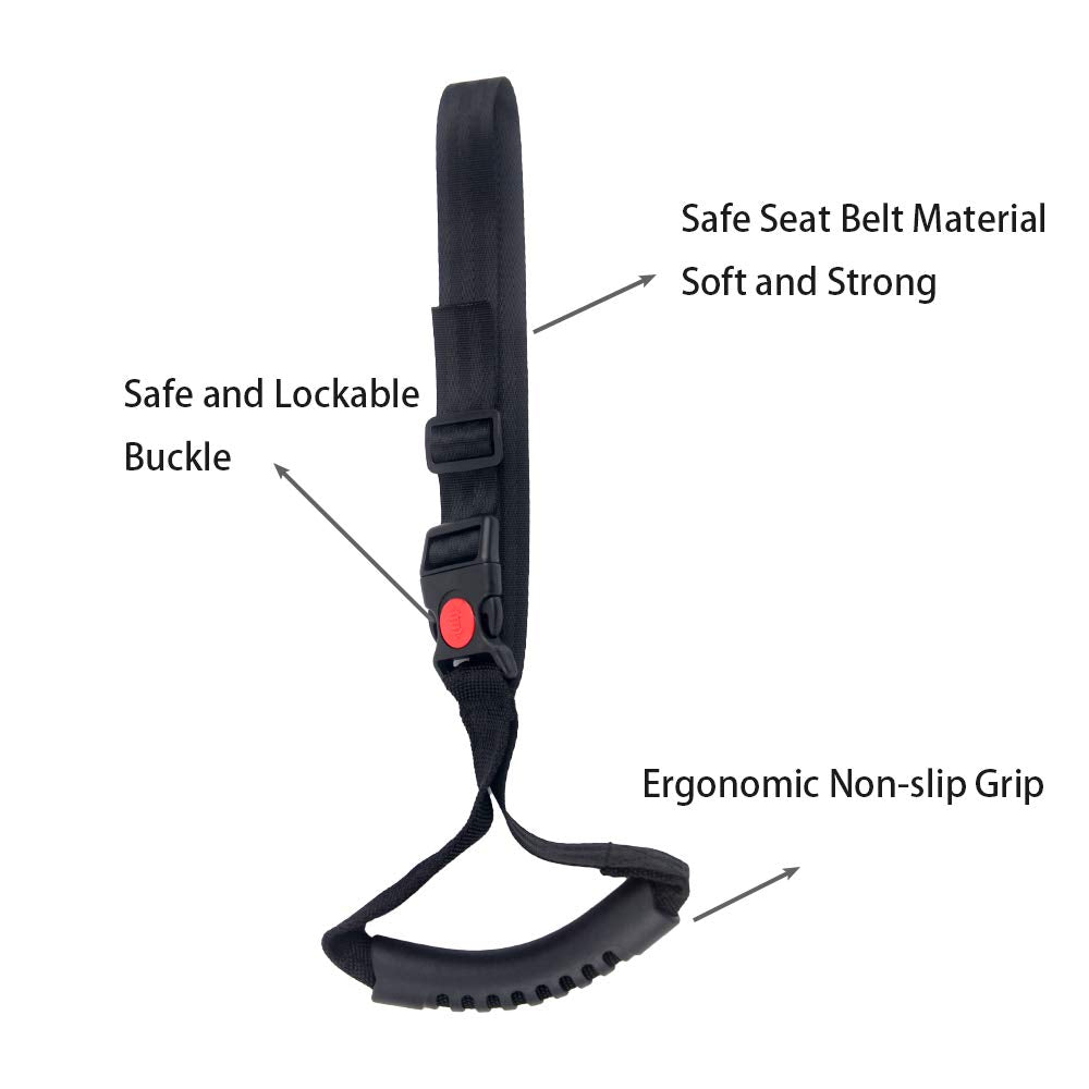 ZipSeven Car Handle 2 Piece Portable Automotive Handle Assistance Mobility Aid Adjustable Auto Assist Grab Bar Vehicle Seat Transfer Handles Handicapped Accessories for Able Elder - Black