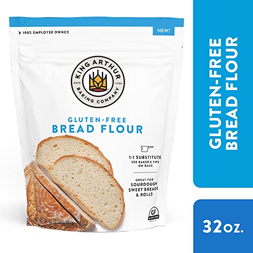 King Arthur Gluten Free Bread Flour: 1:1 Replacement for Yeasted Recipes - 2 lbs of Premium GF Flour for Artisan Boules, Bagels, Cinnamon Rolls & Burger Buns - Sorghum & Xanthan Gum