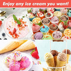 Replacement For Ninja Creami Deluxe Pints and Lids-4 Pack & BPA Free, Dishwasher Safe, Colorful Lids, Clear Ice Cream Cups 16oz Compatible with NC300 NC299AMZ Ice Cream Maker