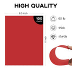 100 Sheets Red Cardstock 8.5 x 11 65lb Printer Paper, Goefun Red Card Stock Paper for Christmas, Invitations, Cards Making and Craft