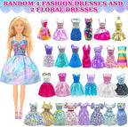 50 Pack Doll Clothes and Accessories, 4 Wedding Gowns 2 Evening Dresses 6 Fashion Dresses 6 Set Casual Outfits Top and Pant 2 Swimsuit Bikini, 20 Hanger 10 Shoe Toys for Girl Birthday Gift