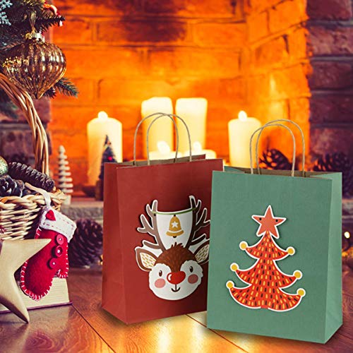 BagDream Kraft Paper Bags 100Pcs 5.25x3.75x8 Inches Small Paper Gift Bags with Handles Bulk, Paper Shopping Bags, Kraft Bags, Party Bags, Gift Bags (Red)