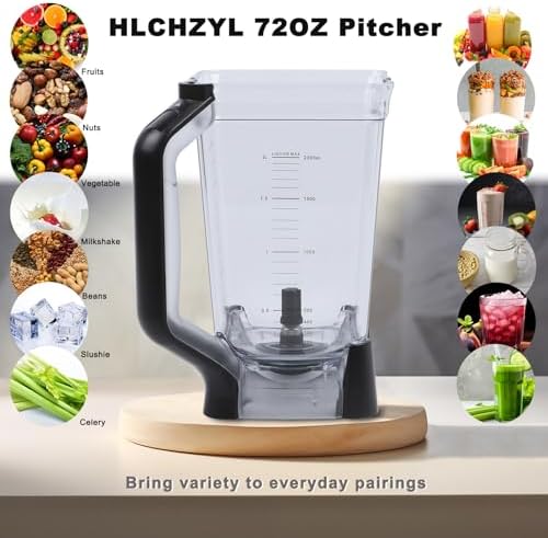 Replacement for Ninja Blender Pitcher 72OZ XL Blender Cups, Replacement for Ninja Blender Pitcher BL610 BL610BRN BL710WM BL710WMC CO650B CT610 C0610B CT610C CT611C 72oz Crushing Pitchers
