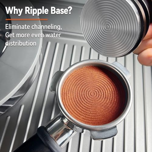 CAPMESSO Espresso Tamper 58.35mm: Coffee Tamper for Breville Espresso Machine With Calibrated 3 Spring Loaded - 30lbs Espresso Accessories Tamper with Sound Feedback, Stand & Ripple Base (58.35mm)