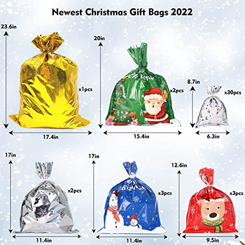 Christmas Gift Bags-41 PCS For Holiday Gift Assorted Sizes Bulk (Large Medium Small)