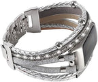 Leather Bands Compatible with Fitbit Charge 6 Bands/Fitbit Charge 5 Bands for Women, Boho Handmade Multilayer Wrap Bracelets Strap Replacement for Fitbit Charge 6/Charge 5 Fitness Tracker