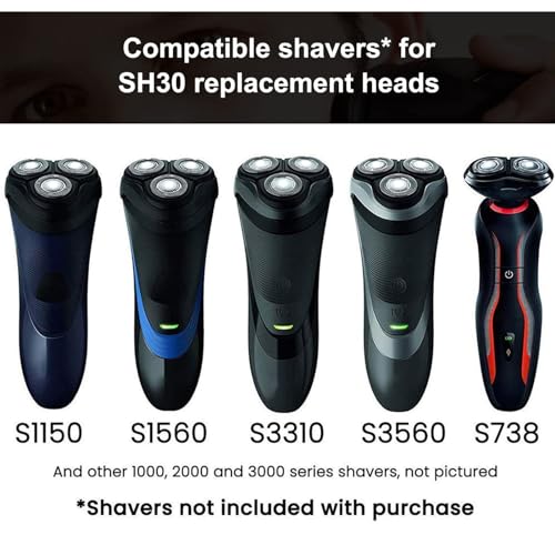 SH30 Replacement Heads for Philips Norelco Shaver Series 3000, 2000, 1000 and S738 with Durable Sharp Blade, Comfortcut Replacement Razor Blades for Philips Norelco S1560, SH30 Philips Head