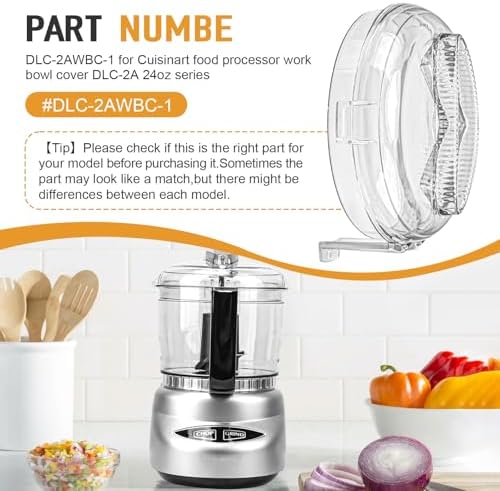 DLC-2AWBC-1 Food Processor lid Replacement for Cuisinart DLC-2A Mini Prep Plus Food Processor 3 Cup,Work Bowl Cover Models