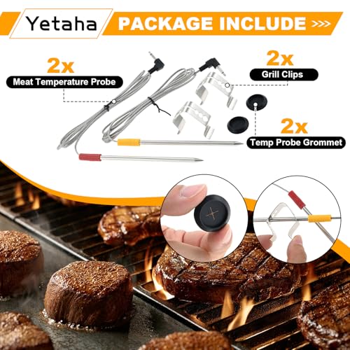 Yetaha Grill Thermometer, Meat Probe Replacement Parts, Fits Oklahoma Joe's, Z Grills, Cuisinart Wood Pellet Grill and Smoker