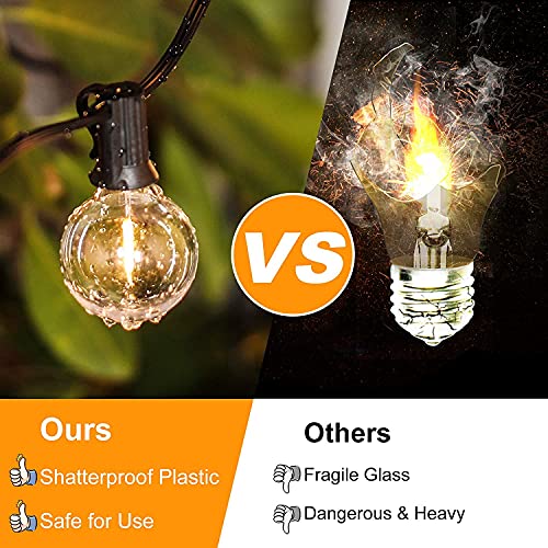200ft(100 * 2) Outdoor G40 LED Globe String Lights Dimmable Waterproof Shatterproof Light Strings with 103 Bulbs Connectable Commercial Hanging Lights for Christmas Patio House Backyard Balcony Party