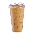 Comfy Package [24 oz. - 100 Count Crystal Clear Plastic Cups With Strawless Sip-Lids, Disposable Iced Coffee Cups with Lids - Ideal for Cold Beverages, and To-Go Drinks