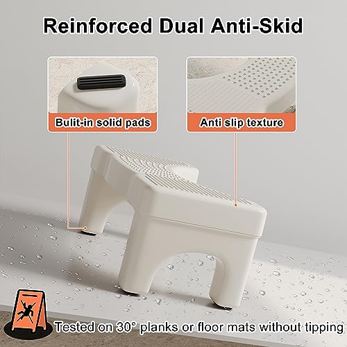 Premium Toilet Stool Squat for Adults, Original Non-Slip Squatting Poop Stool, Ergonomic Bathroom Pooping Stool, Sturdy Potty Stool, Healthy Gift for Seniors and Kids, 7 Inch