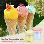 Replacement for Ninja Creami Deluxe Pints and Lids 4 Pack,Compatible with Ninja Creami 11-in-1 NC501 NC500 Series Deluxe Ice Cream Maker,24oz Deluxe XL Cups(Yellow,Pink)