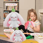 MIAODAM Bunny Stuffed Animal Reversible Cuddle Bunny Stuffed,Strawberry Bunny Transformed Rabbit Plush Zipper,Carrot That Turns Into Ears Bunnies Plushies Toy Cute Stuffy Doll Easter Girlfriend Gift