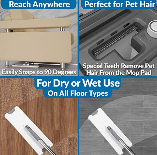 X3 Mop, Separates Dirty and Clean Water, 3-Chamber Design, Flat Mop and Bucket Set, Hands Free Home Floor Cleaning, 3 Reusable Microfiber Mop Pads Included