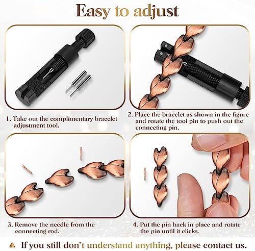Copper Bracelets for Women Lymph Detox Magnetic Bracelets, 100% Solid Pure Copper Bracelet with 3500 Gauss Magnets & Lymphatic Drainage Ring with Adjustment Tool