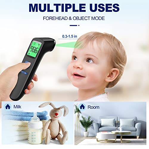 Non-Contact Thermometer for Kids and Adults, Digital Infrared Thermometer for Home use, Color-Coded Screen, 1 Second Result, Accurate & Easy to use (Black)