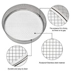 Soil Sieve Garden Potting Riddle Sieve Stainless Steel Soil Sieve Set, With 5 Interchangeable Filter Mesh Sizes 3,6,9,10,12mm and Bonus Spade