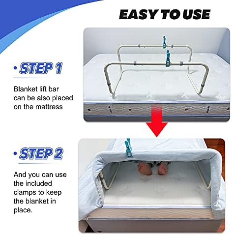 Zelen Blanket Lifter for Feet Lift Bar Sheet Riser Foot Tent Blanket Support Holder 26-34'' Adjustable Bed Cradle Assistance Device Hospital Bed Rail Accessories Leg Knee Ankle Post Surgery Recovery