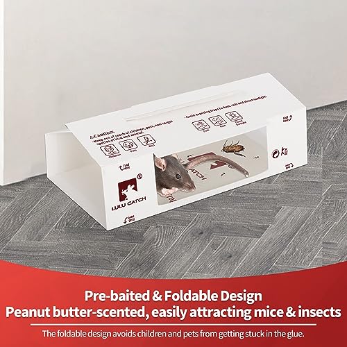 LULUCATCH Sticky Mouse Traps, 12 Pack Pre-baited Glue Traps