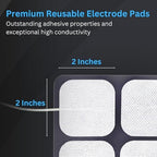 Santamedical TENS Unit Replacement Pads 2x2 40 Pcs Premium Reusable Electrode Pads - Self Adhesive Electro Therapy Patches for Electrical Stimulation - Non Irritating Stim Pads Design
