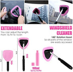 Viewsun 17pcs Car Cleaning Kit, Pink Car Interior Detailing Kit with High Power Handheld Vacuum, Detailing Brush Set, Windshield Cleaner, Cleaning Gel, Complete Auto Accessories for Women Gift