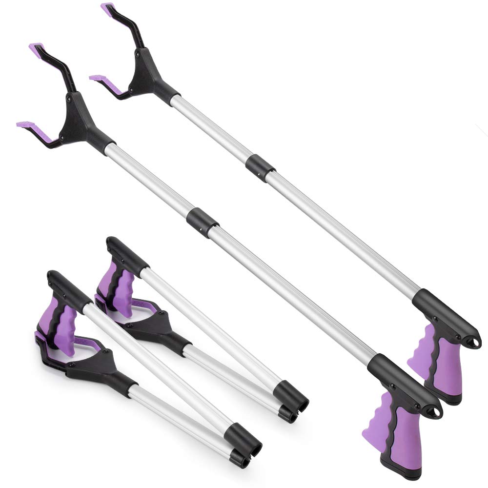 2-Pack Reacher Grabber Pickup Tool, 32" Long Grabber Reacher Tool, Trash Picker Grabber for Elderly Grab It Reaching Tool, Garbage Picker Upper Grabber, Litter Pick Up Grab Tool, Claw Grabber Stick